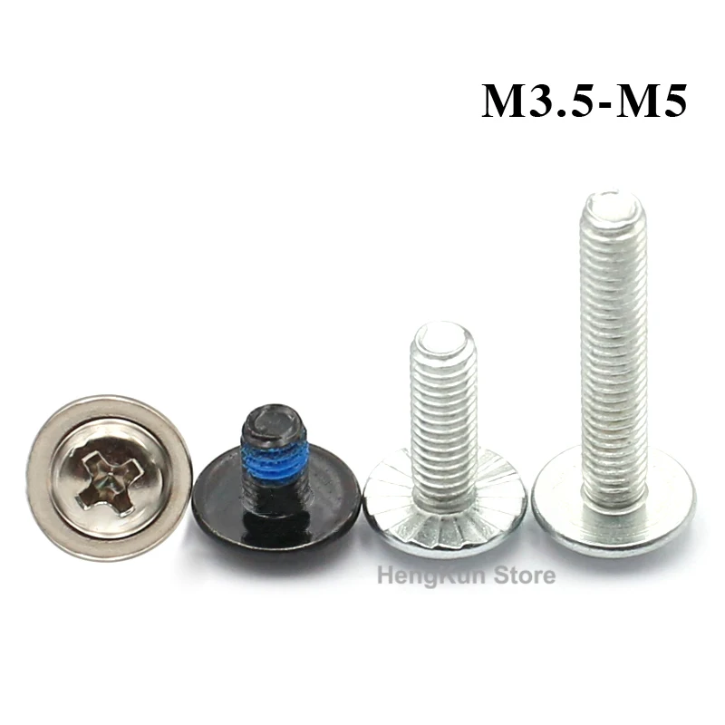 100pc M3.5 M4 M5 Black Cross Phillips Pan Head With Washer Screw For PC Case Motherboard Mount DIY Computer Screws Carbon steel
100pc M3.5 M4 M5 Black Cross Phillips Pan Head With Washer Screw For PC Case Motherboard Mount DIY Computer Screws Carbon steel