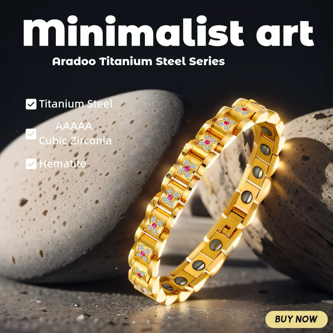 ARADOO Titanium Steel Zirconia Bracelet Classic Retro Luxury Magnetic Therapy Link Bracelets
ARADOO Titanium Steel Zirconia Bracelet Classic Retro Luxury Magnetic Therapy Link Bracelets