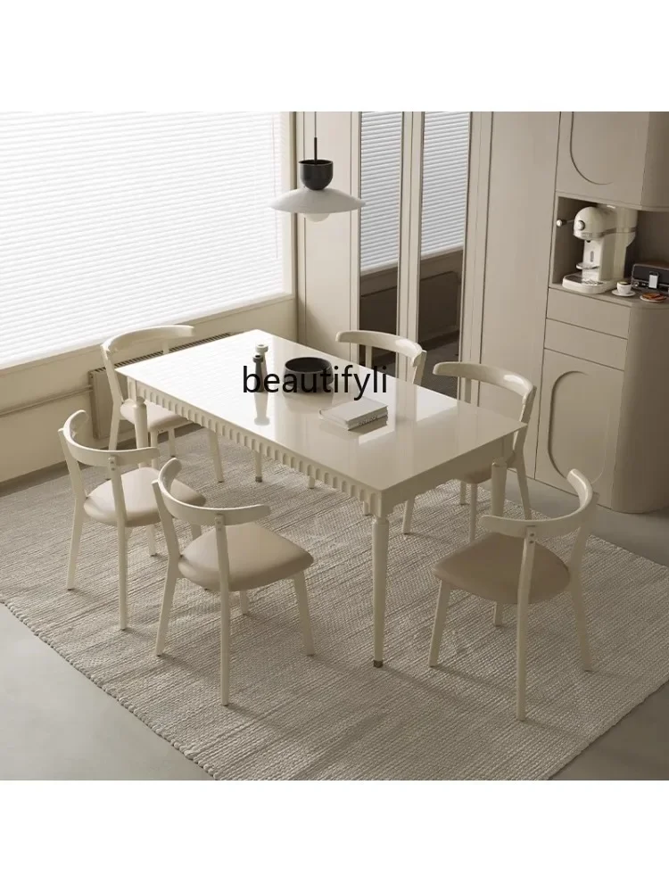 French Retro Ivory White Solid Wood Light Luxury Birch Living Room American Modern Dining Tables and Chairs Combination
French Retro Ivory White Solid Wood Light Luxury Birch Living Room American Modern Dining Tables and Chairs Combination