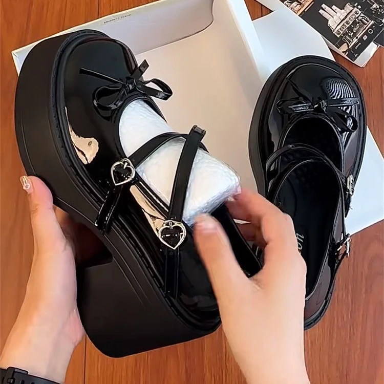 Korean Style Lolita Thick Heel Black Mary Janes Women's round Toe Uniform Shoes Knot Student JK School Uniform Flats
Korean Style Lolita Thick Heel Black Mary Janes Women's round Toe Uniform Shoes Knot Student JK School Uniform Flats