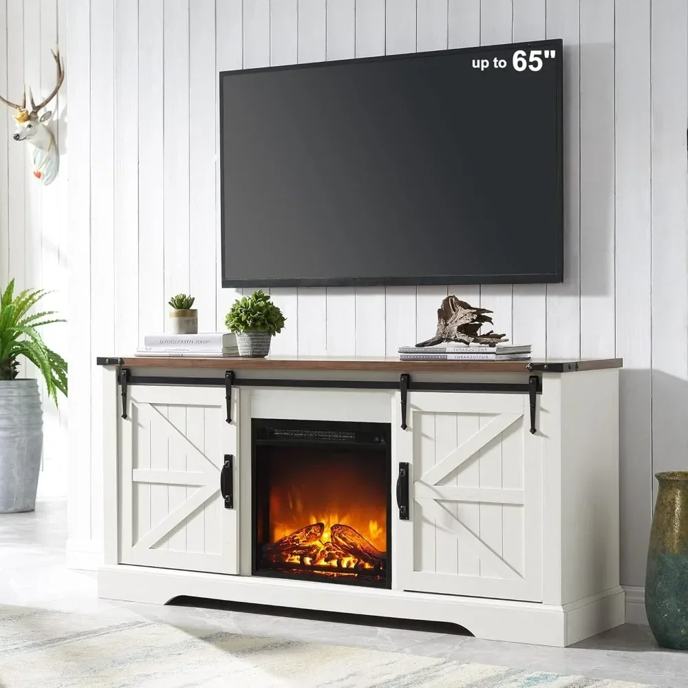 Electric TV Stand, Rustic Entertainment Center with 18" Fireplace, Sliding Barn Door, Storage Shelves, Media Console Cabinet
Electric TV Stand, Rustic Entertainment Center with 18" Fireplace, Sliding Barn Door, Storage Shelves, Media Console Cabinet