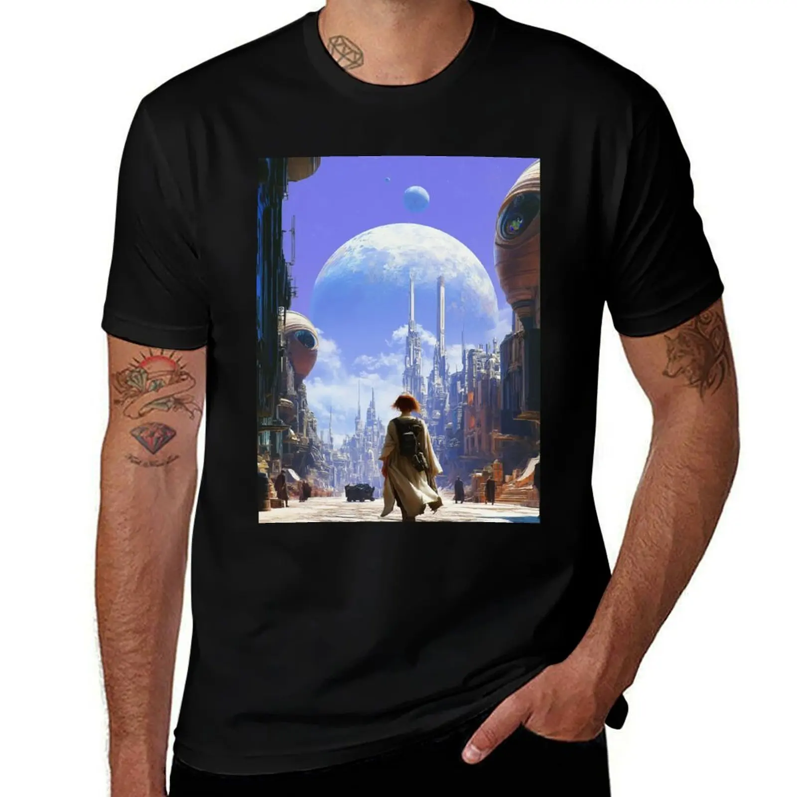 Sci fi explorer on fantasy urban planet digital art T-Shirt anime stuff T-shirts oversize Luxury man funny costumes men t shirts 
Sci fi explorer on fantasy urban planet digital art T-Shirt anime stuff T-shirts oversize Luxury man funny costumes men t shirts