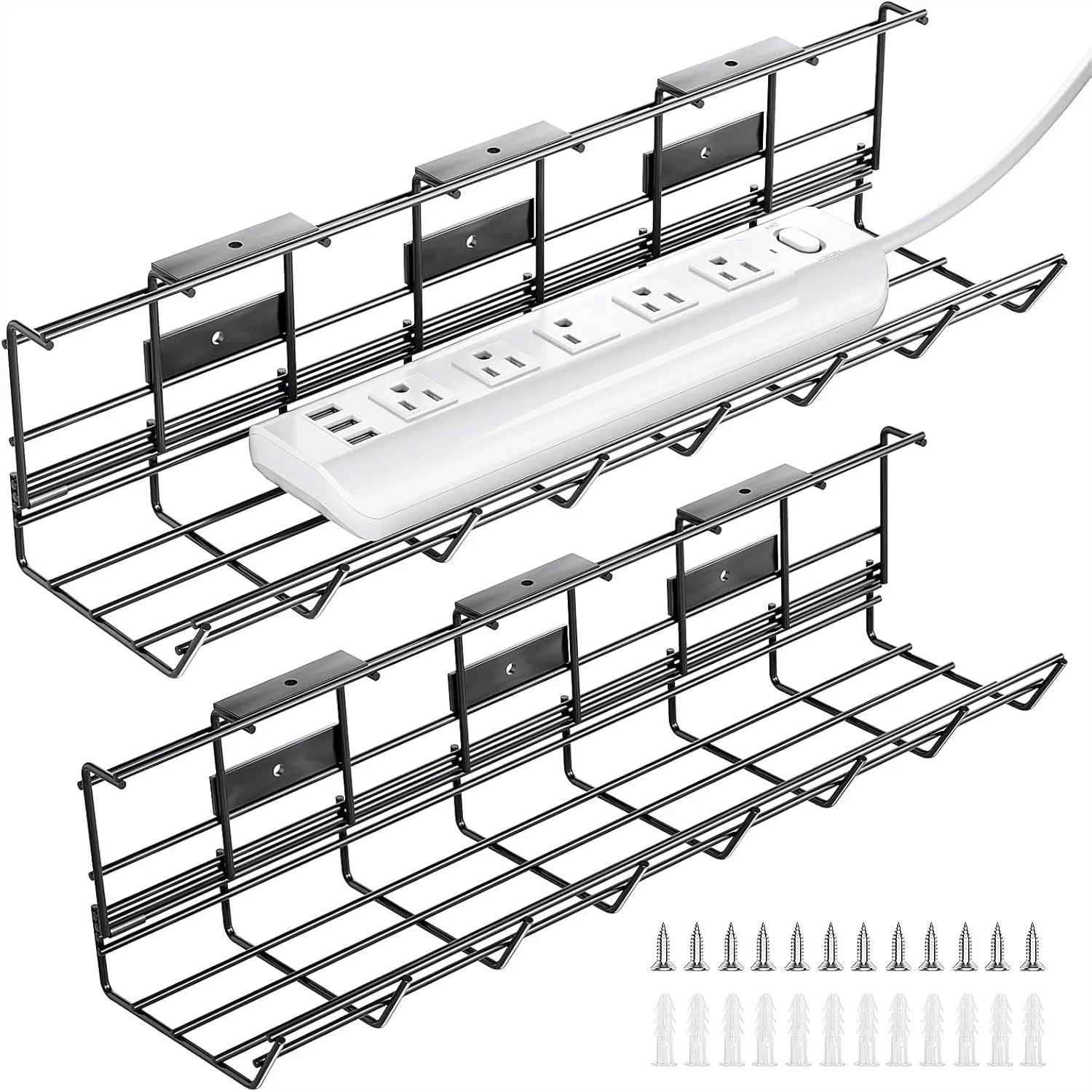 Under Desk Cable Management Tray 2 Pack, Metal Cord Organizer for Desk, Easy Install Pre-drilled Wire Organizer for Office Home
Under Desk Cable Management Tray 2 Pack, Metal Cord Organizer for Desk, Easy Install Pre-drilled Wire Organizer for Office Home