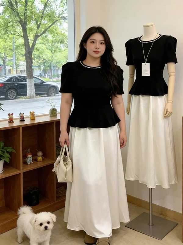 Elegant Black High Waist Skirt And Top Set round Neck Short Sleeve Summer Outfit Two Piece Suit for Women Commute Style
Elegant Black High Waist Skirt And Top Set round Neck Short Sleeve Summer Outfit Two Piece Suit for Women Commute Style