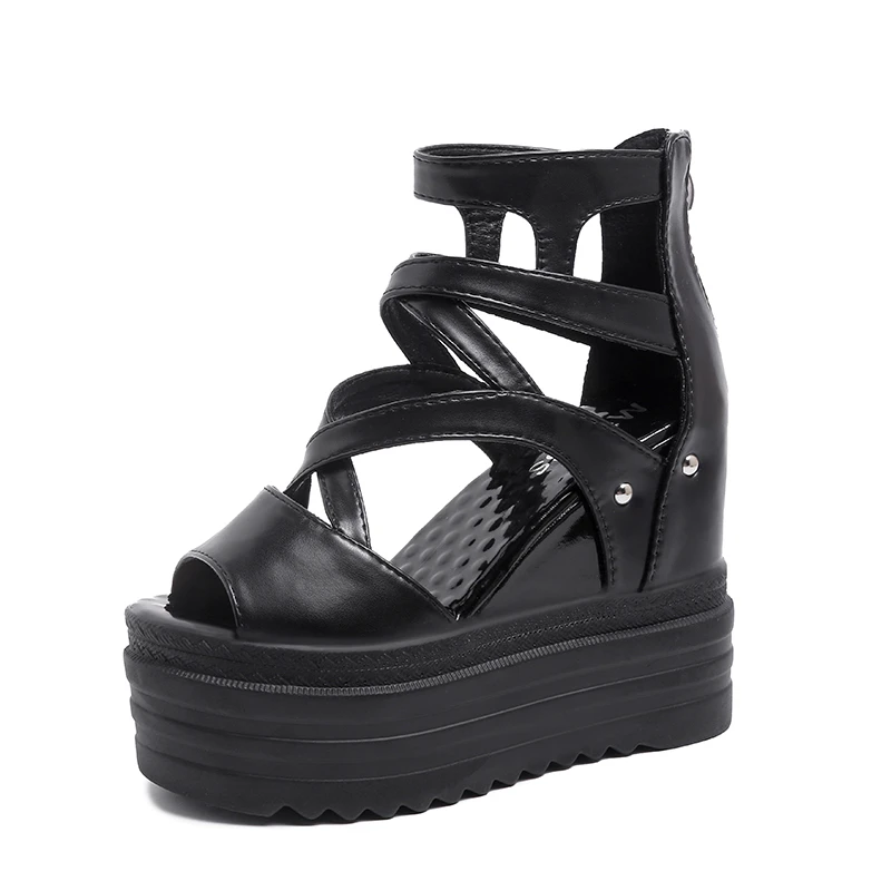 New Summer Wedges Thick Bottom Sandals Women Fashion Platform Increase Height Peep Toe Sandals 13cm Super High Heels Black White
New Summer Wedges Thick Bottom Sandals Women Fashion Platform Increase Height Peep Toe Sandals 13cm Super High Heels Black White