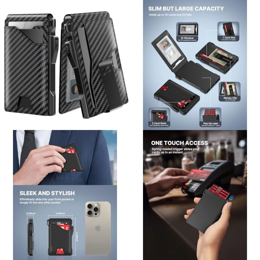 Tactical Wallet for Men Card Holder: Pop Up Card Case, Genuine Leather, Smart, RFID Blocking, Slim, Minimalist, Thin, Front Poc
Tactical Wallet for Men Card Holder: Pop Up Card Case, Genuine Leather, Smart, RFID Blocking, Slim, Minimalist, Thin, Front Poc