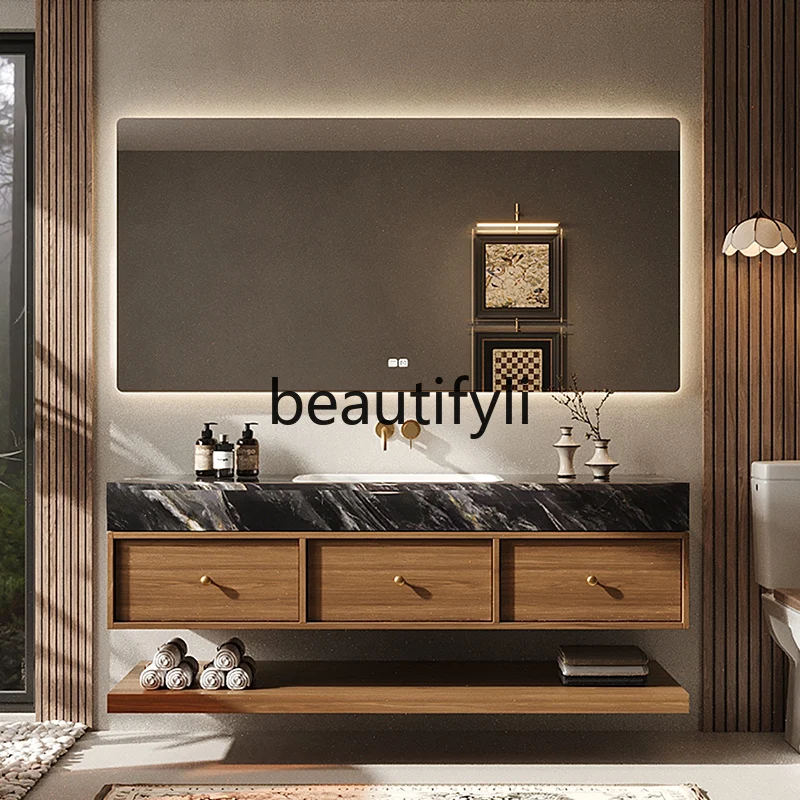 Medieval high-end bathroom cabinet combination bathroom luxury stone seamless ceramic basin washstand
Medieval high-end bathroom cabinet combination bathroom luxury stone seamless ceramic basin washstand