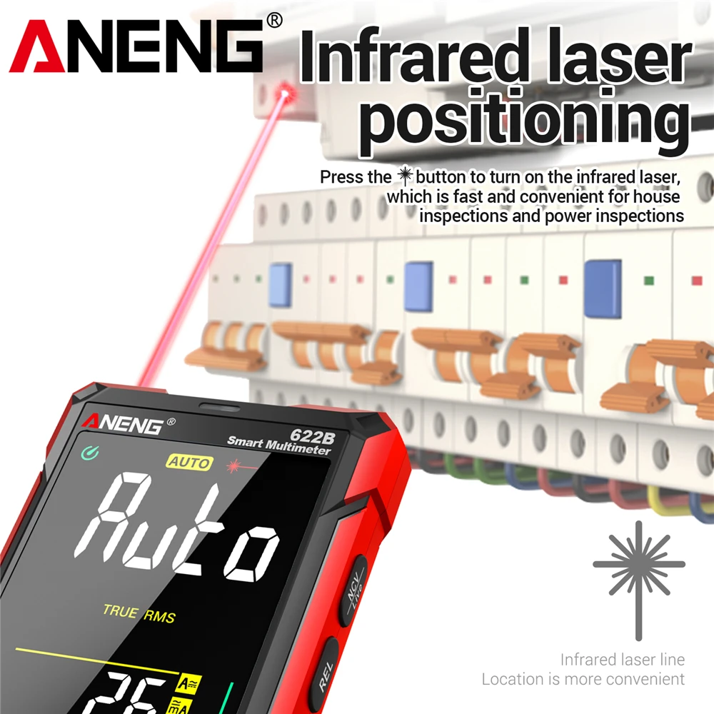 ANENG 622B умный профессиональный мультиметр 9999 отсчетов AC DC тестер напряжения и тока VA цветной экран температура диод ом инструменты
ANENG 622B умный профессиональный мультиметр 9999 отсчетов AC DC тестер напряжения и тока VA цветной экран температура диод ом инструменты
