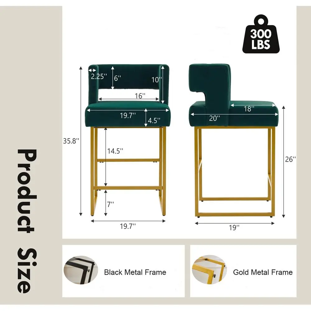 Bar Stools Set of 4, Counter Height Bar Chair, Modern Kitchen Island Chairs with Back and Arm, Velvet holstery Metal Legs for
Bar Stools Set of 4, Counter Height Bar Chair, Modern Kitchen Island Chairs with Back and Arm, Velvet holstery Metal Legs for