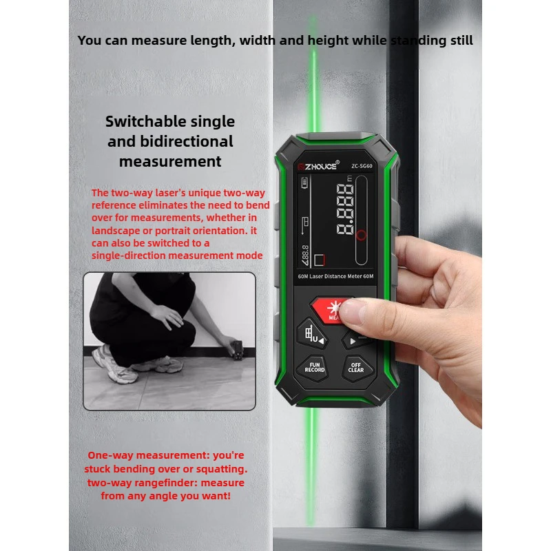 ZHOUCE ZC-SG60 Bidirectional Rangefinder, Laser Ruler, Infrared Electronic Ruler Outdoor Handheld Green Light Distance Measuring
ZHOUCE ZC-SG60 Bidirectional Rangefinder, Laser Ruler, Infrared Electronic Ruler Outdoor Handheld Green Light Distance Measuring