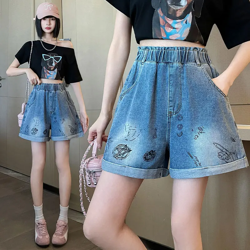 plus Size Women's Summer Print Denim Shorts Loose High Waist Wide Leg Meat Concealing Slimming High Waist Jeans Cotton Polyes...
plus Size Women's Summer Print Denim Shorts Loose High Waist Wide Leg Meat Concealing Slimming High Waist Jeans Cotton Polyes...