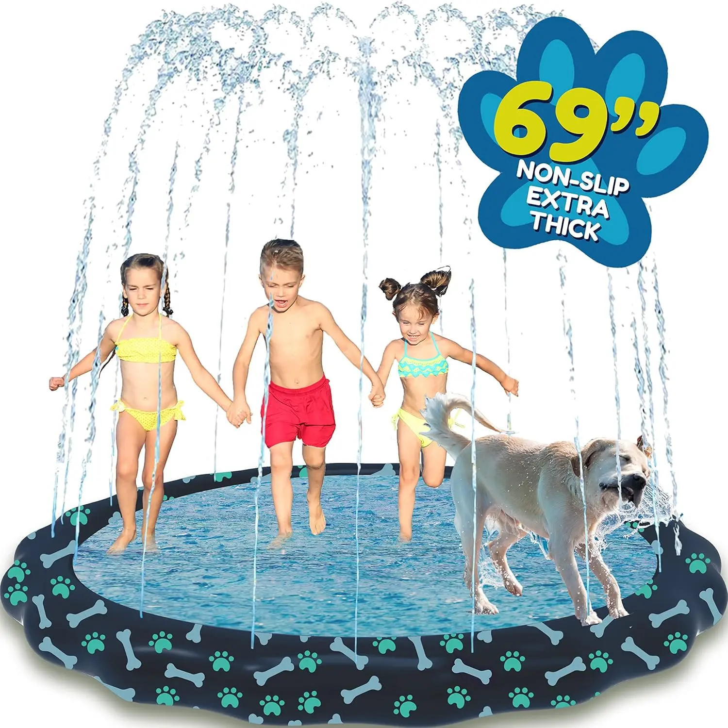 Non Slip Splash Pad for Kids & Dogs, 69'' Extra Large Splash Pad Sprinkler for Kids, Dog Water Summer Toys - Great Outdoor
Non Slip Splash Pad for Kids & Dogs, 69'' Extra Large Splash Pad Sprinkler for Kids, Dog Water Summer Toys - Great Outdoor