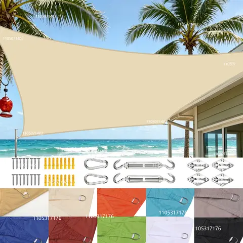 3x3m 4x5m Sun Shade Sail With Hardware Kit Outdoor Waterproof Canopy Anti UV Awning For Patio Garden