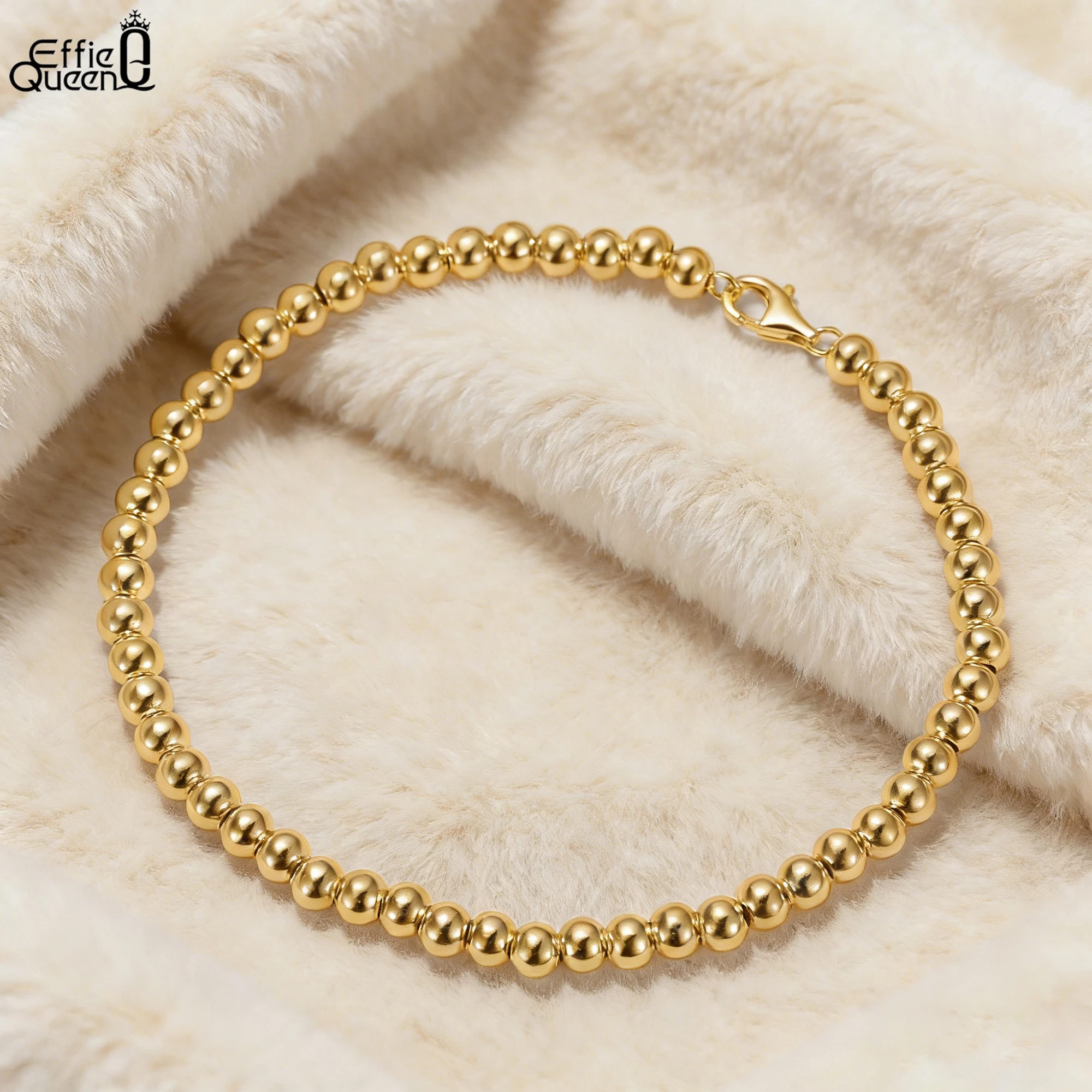 EFFIE QUEEN 100% S925 Silver 14k Gold 4mm Beads Ball Chain Bracelet Simple Jewelry for Women, Men Hand Chain Banquet Gift SB103
EFFIE QUEEN 100% S925 Silver 14k Gold 4mm Beads Ball Chain Bracelet Simple Jewelry for Women, Men Hand Chain Banquet Gift SB103