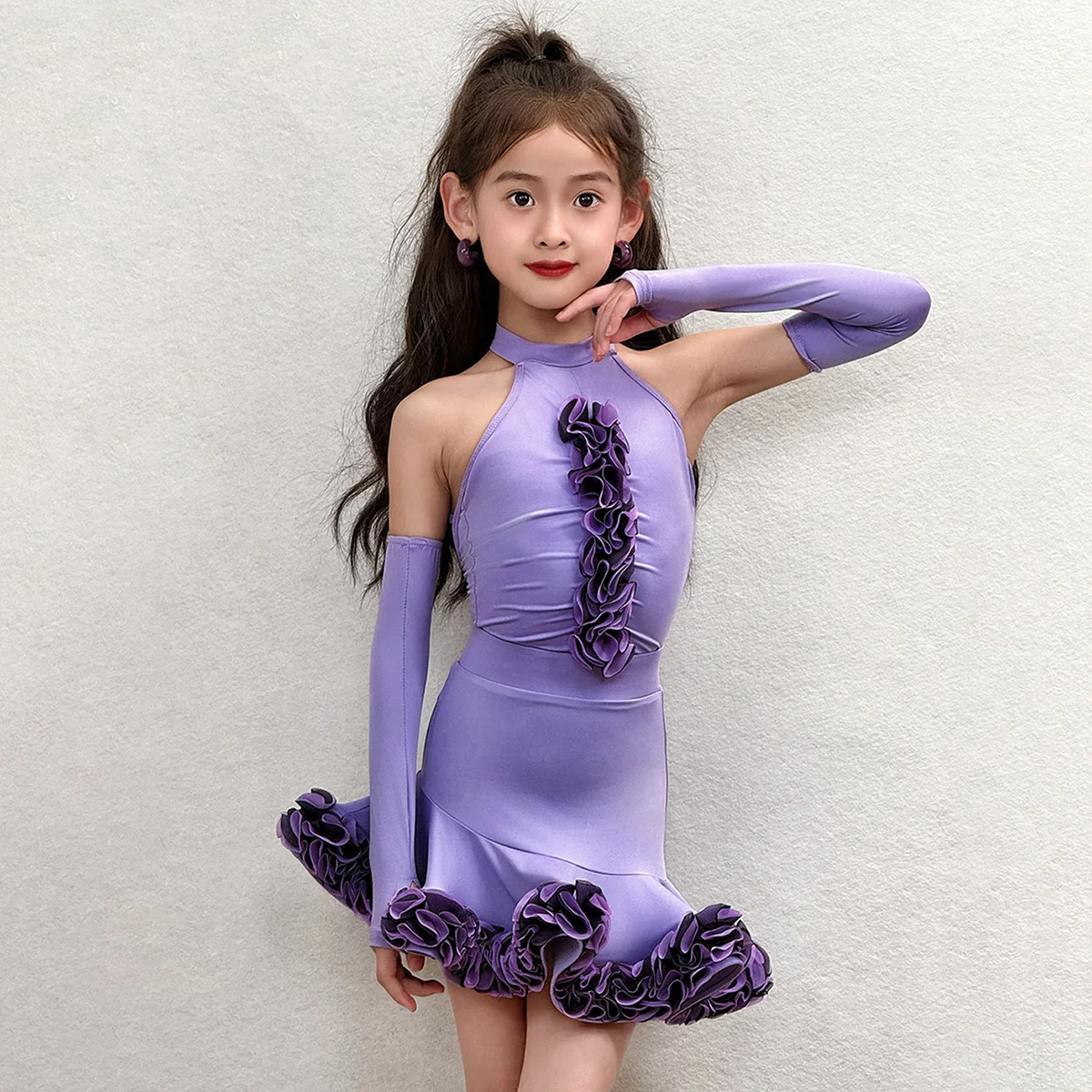 Children's Latin Dance Performance Costume Set Halter Backless Flower Bodysuit and Skirt Kids Girls Dancewear
Children's Latin Dance Performance Costume Set Halter Backless Flower Bodysuit and Skirt Kids Girls Dancewear