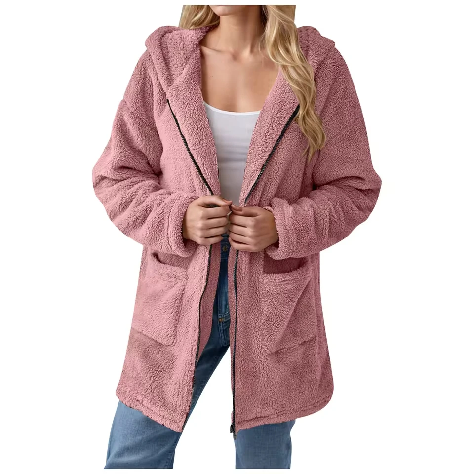 Women Solid Color Single Breasted Plush Hooded Sweatshirt Fashionable Cardigan Coat Casual Loose Zip Up Jackets
Women Solid Color Single Breasted Plush Hooded Sweatshirt Fashionable Cardigan Coat Casual Loose Zip Up Jackets