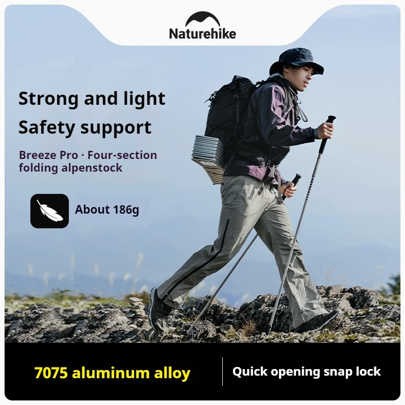 Naturehike Ultralight Folding Trekking Pole Pro 7075 Aluminum Alloy Alpenstock 4-Section Hiking Walking Sticks Climbing Canes
Naturehike Ultralight Folding Trekking Pole Pro 7075 Aluminum Alloy Alpenstock 4-Section Hiking Walking Sticks Climbing Canes