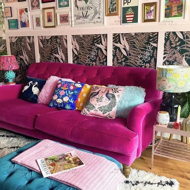 Retro fabric creative pull button double sofa velvet small apartment living room furniture
Retro fabric creative pull button double sofa velvet small apartment living room furniture