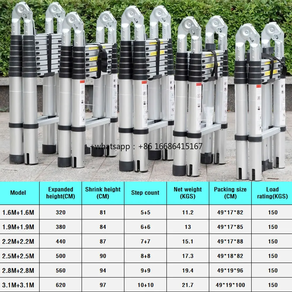 1.6M+1.6M 1.9M+1.9 Meters Auminum Ladders Portable Herringbone Ladder Household Folding Extension Telescopic Straight Stepladder
1.6M+1.6M 1.9M+1.9 Meters Auminum Ladders Portable Herringbone Ladder Household Folding Extension Telescopic Straight Stepladder