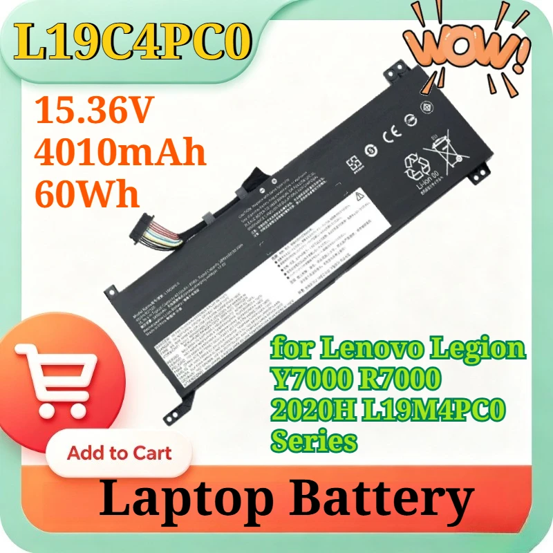 L19C4PC0 15.36V 4010mAh 60Wh High Capacity Li-ion Replacement Laptop Battery for Lenovo Legion Y7000 R7000 2020H L19M4PC0 Series
L19C4PC0 15.36V 4010mAh 60Wh High Capacity Li-ion Replacement Laptop Battery for Lenovo Legion Y7000 R7000 2020H L19M4PC0 Series
