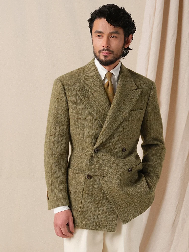 Cultum Thickened Heavyweight 550g Full Woolen Tweed Men's Suit Retro 1930s Windowpane Double Breasted Notch Collar Business C...
Cultum Thickened Heavyweight 550g Full Woolen Tweed Men's Suit Retro 1930s Windowpane Double Breasted Notch Collar Business C...