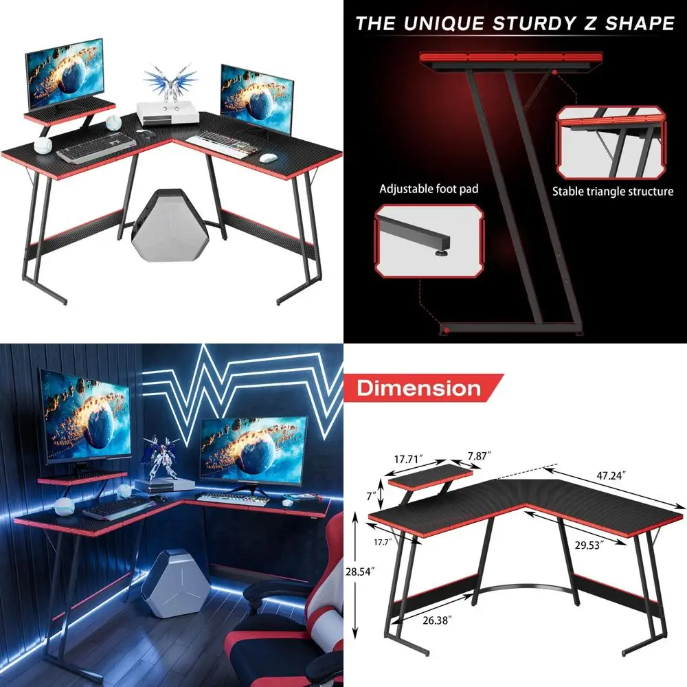 Г-образный игровой стол с большой подставкой для монитора для домашнего офиса и прочной рабочей станции
Г-образный игровой стол с большой подставкой для монитора для домашнего офиса и прочной рабочей станции