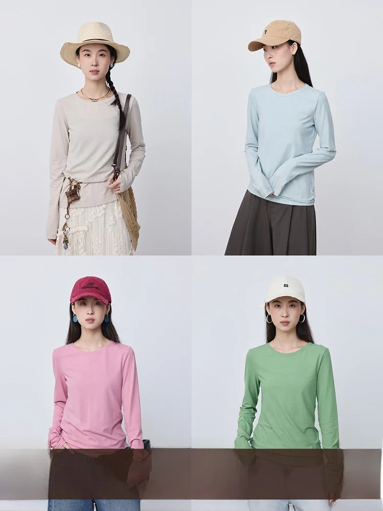 Удобная однотонная футболка с круглым вырезом и длинным рукавом, весенне-летняя, повседневная, из смесового хлопка, базовый слой, мягкая ткань
Удобная однотонная футболка с круглым вырезом и длинным рукавом, весенне-летняя, повседневная, из смесового хлопка, базовый слой, мягкая ткань