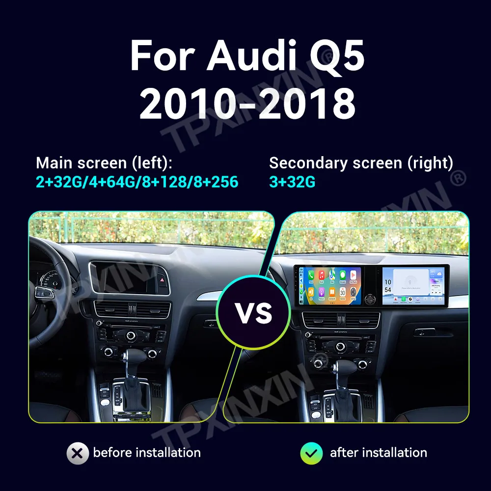 Dual 10.1 Inch Touch Screen For Audi Q5 2010 2011 2012 2013 2014 2015 2016 2017 2018 Car Multimedia player Stereo Radio Receiver
Dual 10.1 Inch Touch Screen For Audi Q5 2010 2011 2012 2013 2014 2015 2016 2017 2018 Car Multimedia player Stereo Radio Receiver