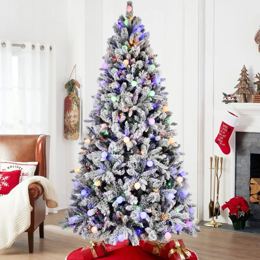 7.5ft Flocked Christmas Tree with 400L Colorful LED Lights with G45 ball Realistic PE+PVC+Hard Needle Hinged Tree with Memory W
7.5ft Flocked Christmas Tree with 400L Colorful LED Lights with G45 ball Realistic PE+PVC+Hard Needle Hinged Tree with Memory W