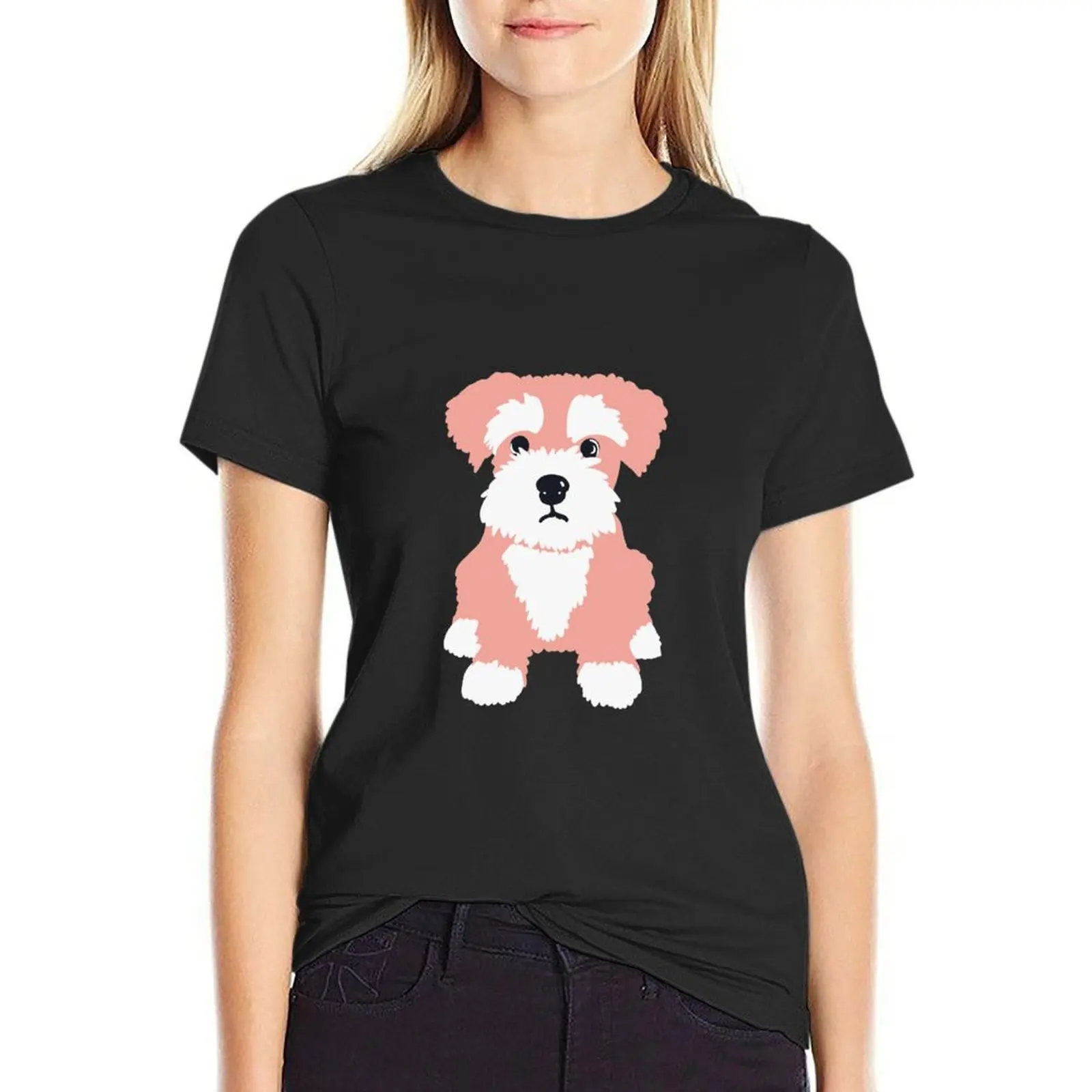 Sweet Pink Miniature Schnauzer Puppy on Dark Blue Background T-Shirt plus size tops summer tops Summer Women's clothing
Sweet Pink Miniature Schnauzer Puppy on Dark Blue Background T-Shirt plus size tops summer tops Summer Women's clothing
