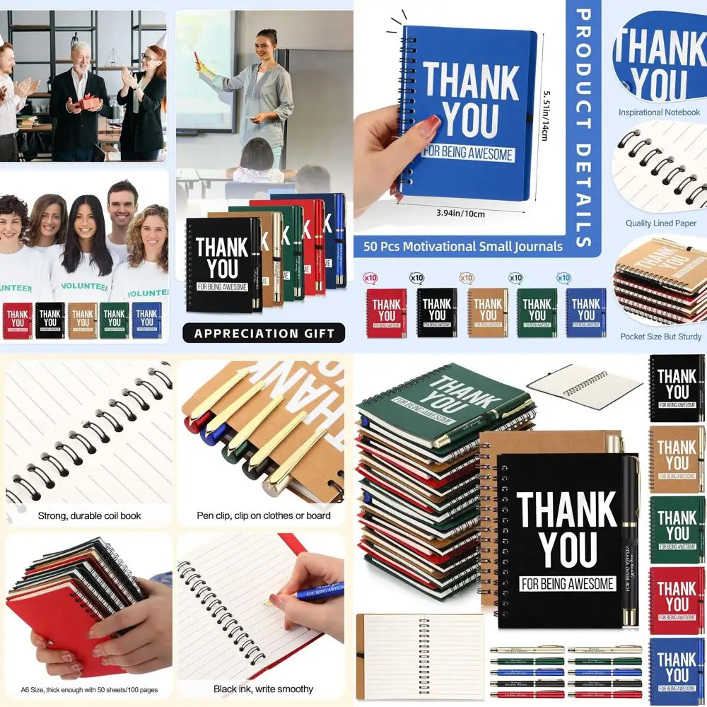 50 Pack Inspirational Spiral Notebooks with Bamboo Pen - Bulk Multicolor Journals for Employee Gifts, Teacher Appreciation, and
50 Pack Inspirational Spiral Notebooks with Bamboo Pen - Bulk Multicolor Journals for Employee Gifts, Teacher Appreciation, and