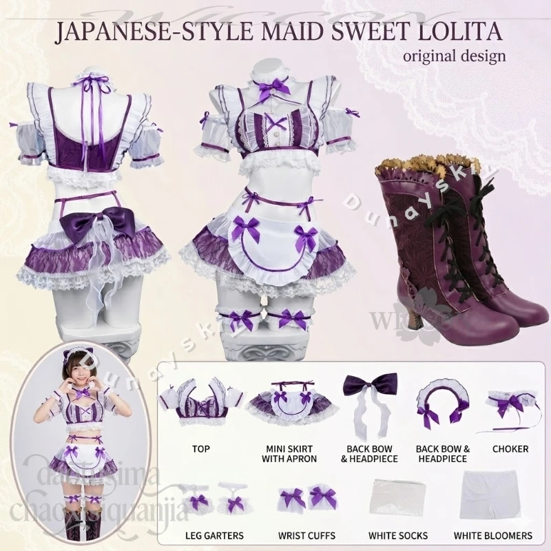 ACG Nijigen Japanese-style Maid Sweet Lolita Costume Cosplay Cute Purple Lace JK Mini Dress Original Design Y2K Jirai Kei Kawaii
ACG Nijigen Japanese-style Maid Sweet Lolita Costume Cosplay Cute Purple Lace JK Mini Dress Original Design Y2K Jirai Kei Kawaii