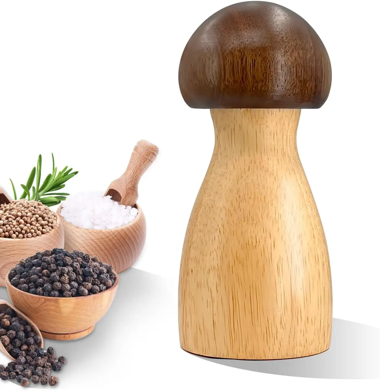 Wooden Pepper Grinder, Mushroom Shaped Mill with Ceramic Mechanism - 5 Inch Adjustable Coarseness Salt and Pepper Grinder Set
Wooden Pepper Grinder, Mushroom Shaped Mill with Ceramic Mechanism - 5 Inch Adjustable Coarseness Salt and Pepper Grinder Set