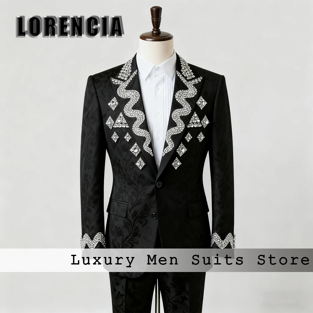Блестящие хрустальные костюмы для мужчин, комплект из 2-х предметов, жаккардовые смокинги, наряды для свадебной вечеринки, пиджак, брюки по индивидуальному заказу, костюм homme luxe
Блестящие хрустальные костюмы для мужчин, комплект из 2-х предметов, жаккардовые смокинги, наряды для свадебной вечеринки, пиджак, брюки по индивидуальному заказу, костюм homme luxe