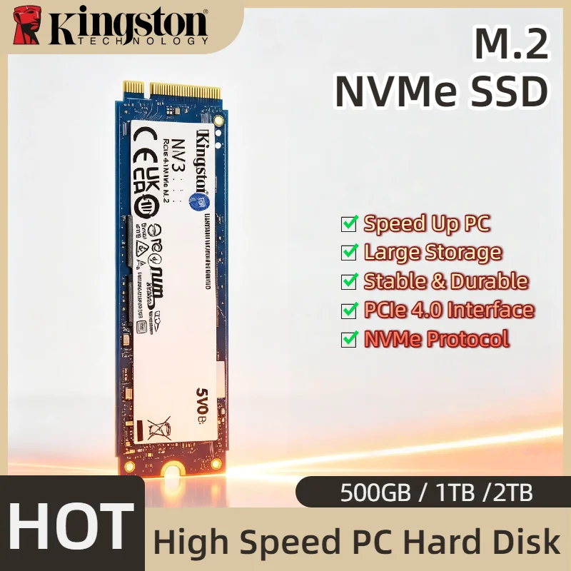 PCIe4.0 M.2 2280 Kingston NV3 NVMe SSD Internal Hard Drive 500GB 1TB 2TB Up to 6000Mb/s Original Solid State Drive Hard Disk
PCIe4.0 M.2 2280 Kingston NV3 NVMe SSD Internal Hard Drive 500GB 1TB 2TB Up to 6000Mb/s Original Solid State Drive Hard Disk