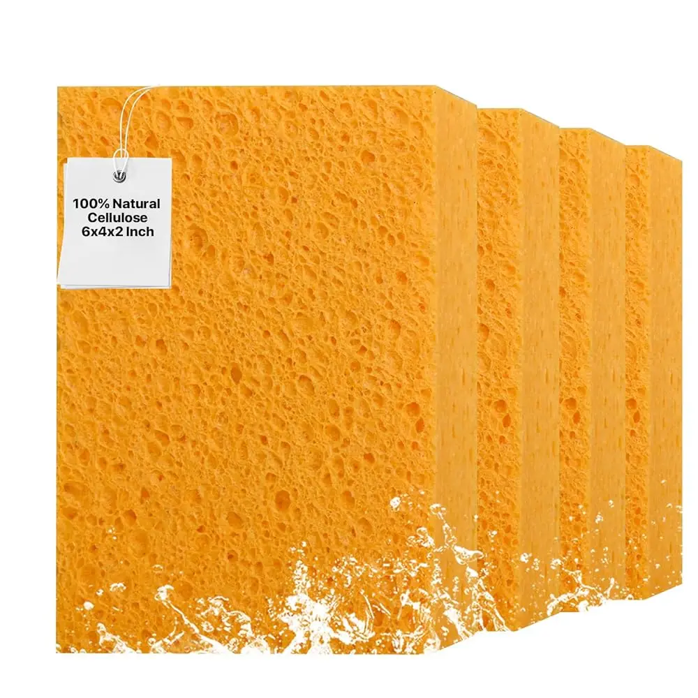 4 PCS Large Natural Cellulose Sponges 6x4x2 Inch - Super Absorbent and Biodegradable, Perfect for Home & Kitchen Cleaning, Bo
4 PCS Large Natural Cellulose Sponges 6x4x2 Inch - Super Absorbent and Biodegradable, Perfect for Home & Kitchen Cleaning, Bo