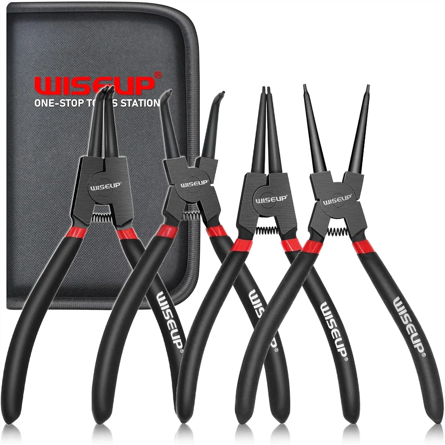Snap Ring Pliers Set 4PCS 7-Inch Heavy Duty Internal External Circlip Pliers with Straight Bent Tips for C-Clip Ring Remover
Snap Ring Pliers Set 4PCS 7-Inch Heavy Duty Internal External Circlip Pliers with Straight Bent Tips for C-Clip Ring Remover