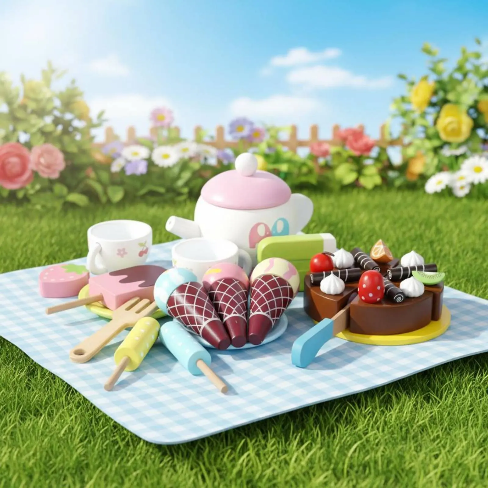 Wooden Ice Cream Wagon Rolling Pretend Ice Cream Trolley Dessert Play Wagon Realistic Dessert Stand Toy Interactive for Daycare
Wooden Ice Cream Wagon Rolling Pretend Ice Cream Trolley Dessert Play Wagon Realistic Dessert Stand Toy Interactive for Daycare