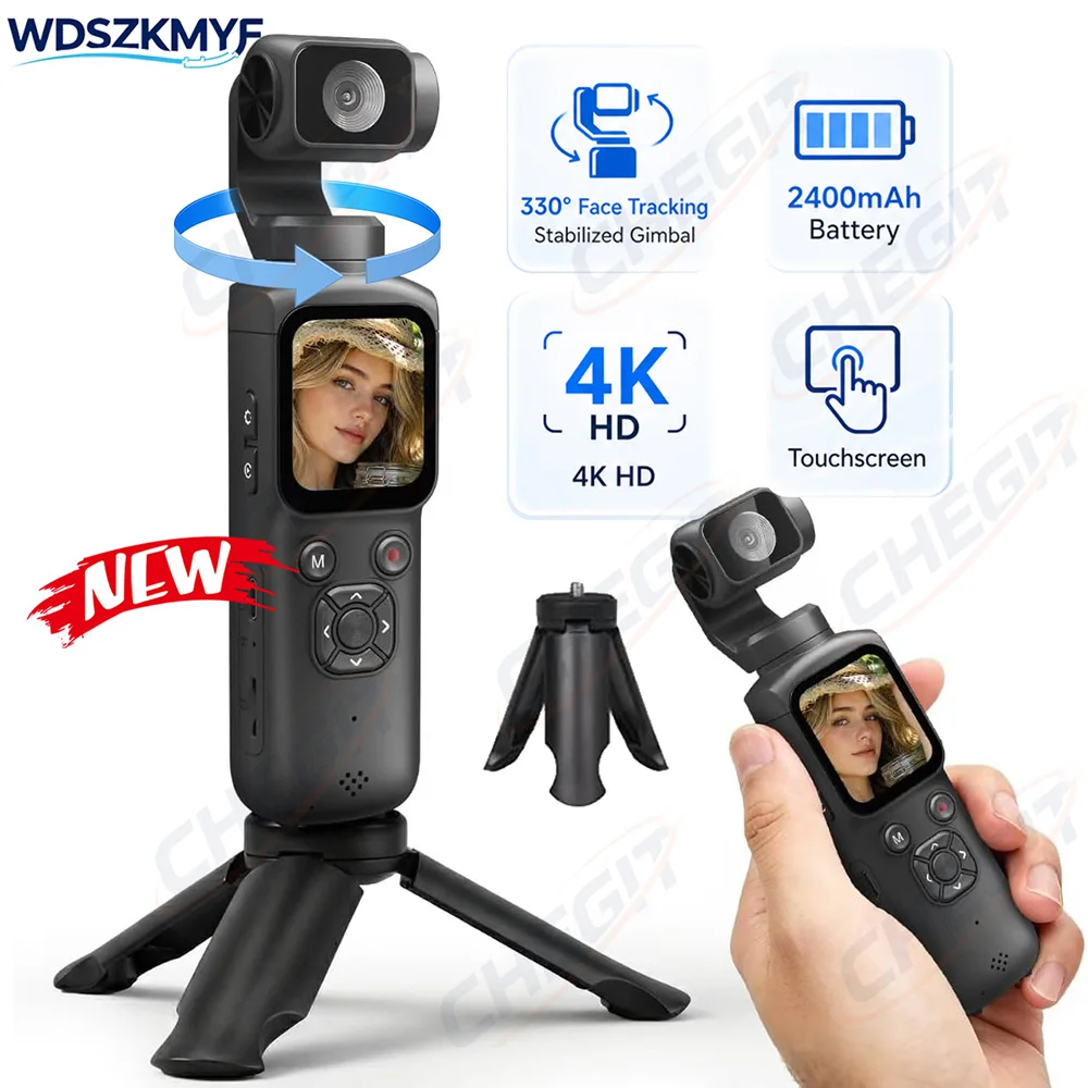 4K Pocket Vlogging Camera With 330° Auto Rotatable & Touch Screen Wifi Sports DV Bodycam Face Tracking Portable Action Cameras
4K Pocket Vlogging Camera With 330° Auto Rotatable & Touch Screen Wifi Sports DV Bodycam Face Tracking Portable Action Cameras