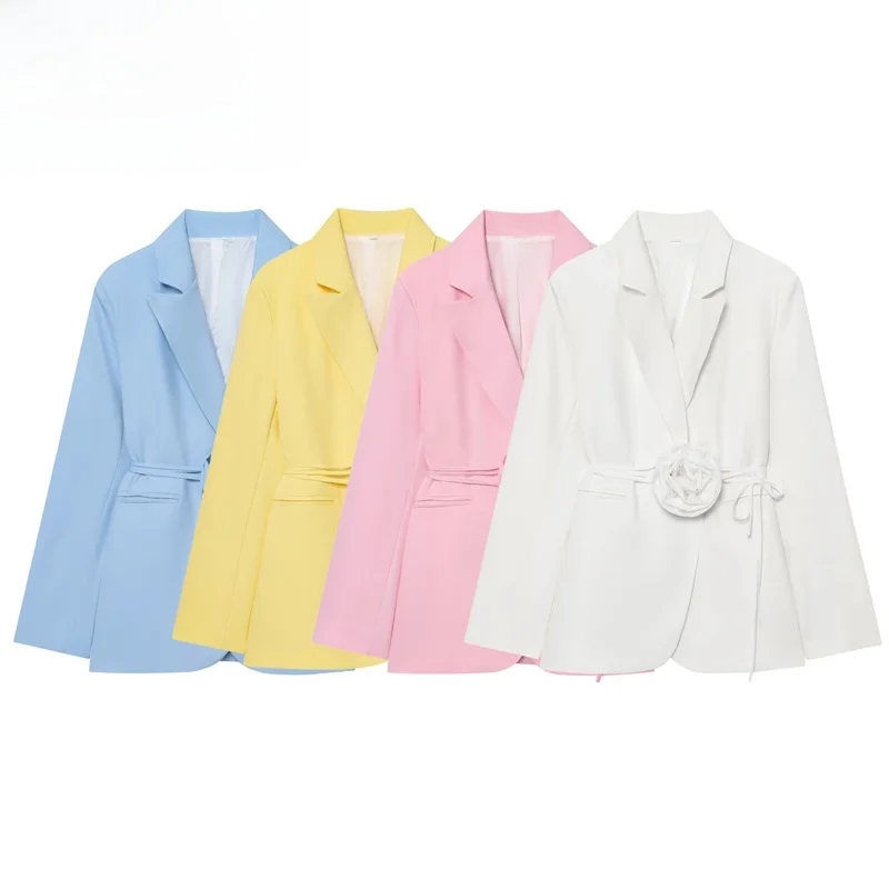 Fashionable Floral Tie Waist Suit Jacket Women's Casual Polyester Fiber Long Sleeve Plant Floral Patterned Flat Collar Coat
Fashionable Floral Tie Waist Suit Jacket Women's Casual Polyester Fiber Long Sleeve Plant Floral Patterned Flat Collar Coat