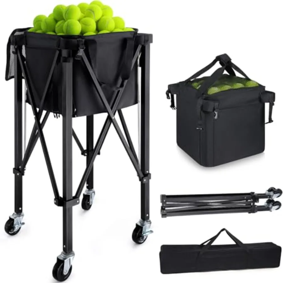 Foldable Tennis Ball Hopper with Wheels Holds 160 Balls Portable Large Ccity Pickleball Ball Holder in Black for Baseball Softb
Foldable Tennis Ball Hopper with Wheels Holds 160 Balls Portable Large Ccity Pickleball Ball Holder in Black for Baseball Softb