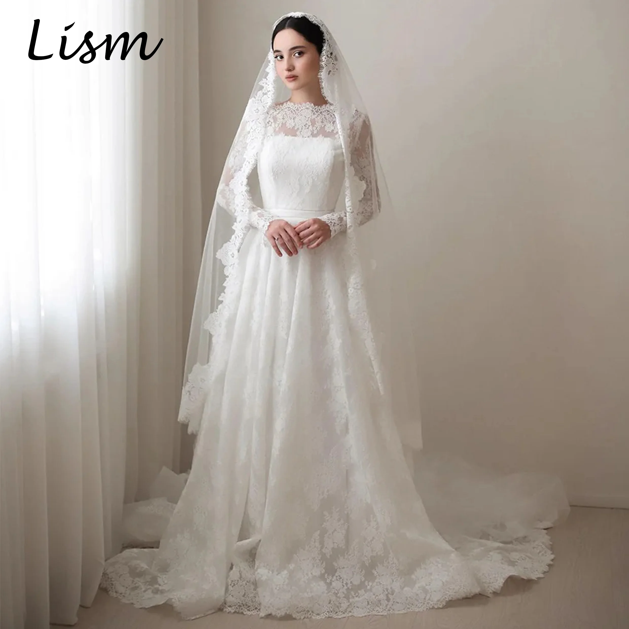 Lism Luxurious Full Sleeve O-Neck Wedding Dresses A-line Sweep Train Lace Vestidos Novias Boda Vestidos De Novia Customized
Lism Luxurious Full Sleeve O-Neck Wedding Dresses A-line Sweep Train Lace Vestidos Novias Boda Vestidos De Novia Customized