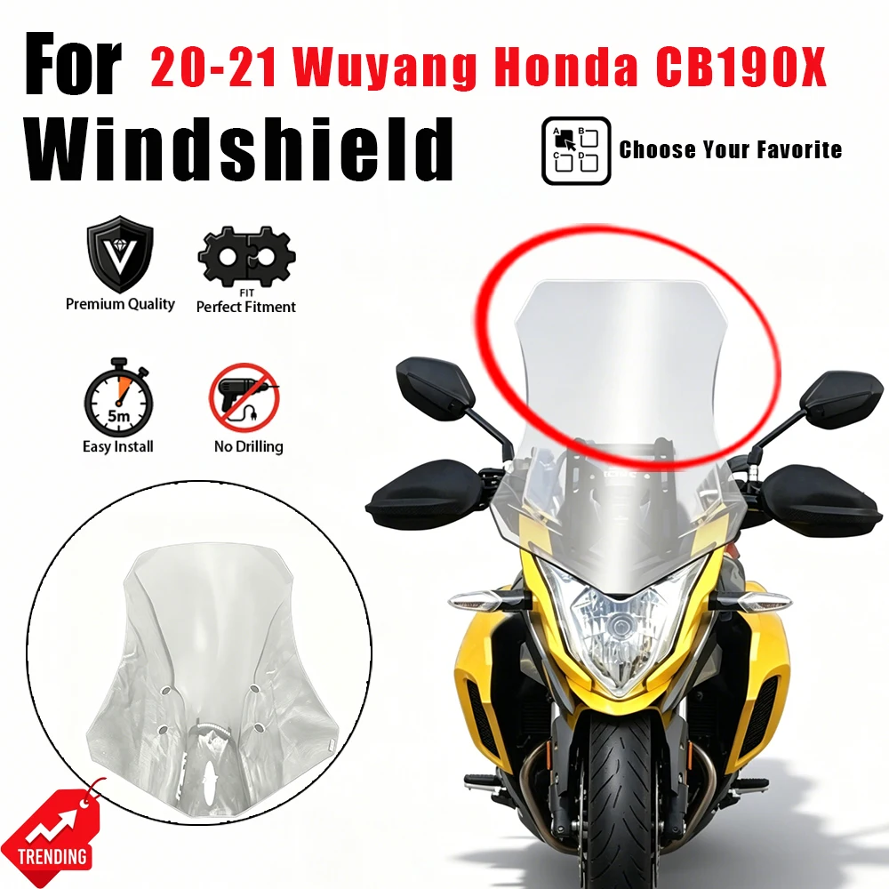 Heightened Front Windshield Windscreen Modified Wind Deflector Accessories for 20-21 Wuyang Honda CB190X
Heightened Front Windshield Windscreen Modified Wind Deflector Accessories for 20-21 Wuyang Honda CB190X