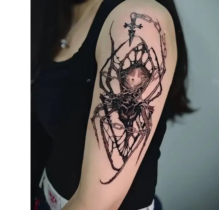 Black Chain Cross Spider Heibal Juice Temporary Tattoos for Arm Thighs Neck Waterproof Long-Lasting Body Art Fake Tattoo Sticker
Black Chain Cross Spider Heibal Juice Temporary Tattoos for Arm Thighs Neck Waterproof Long-Lasting Body Art Fake Tattoo Sticker
