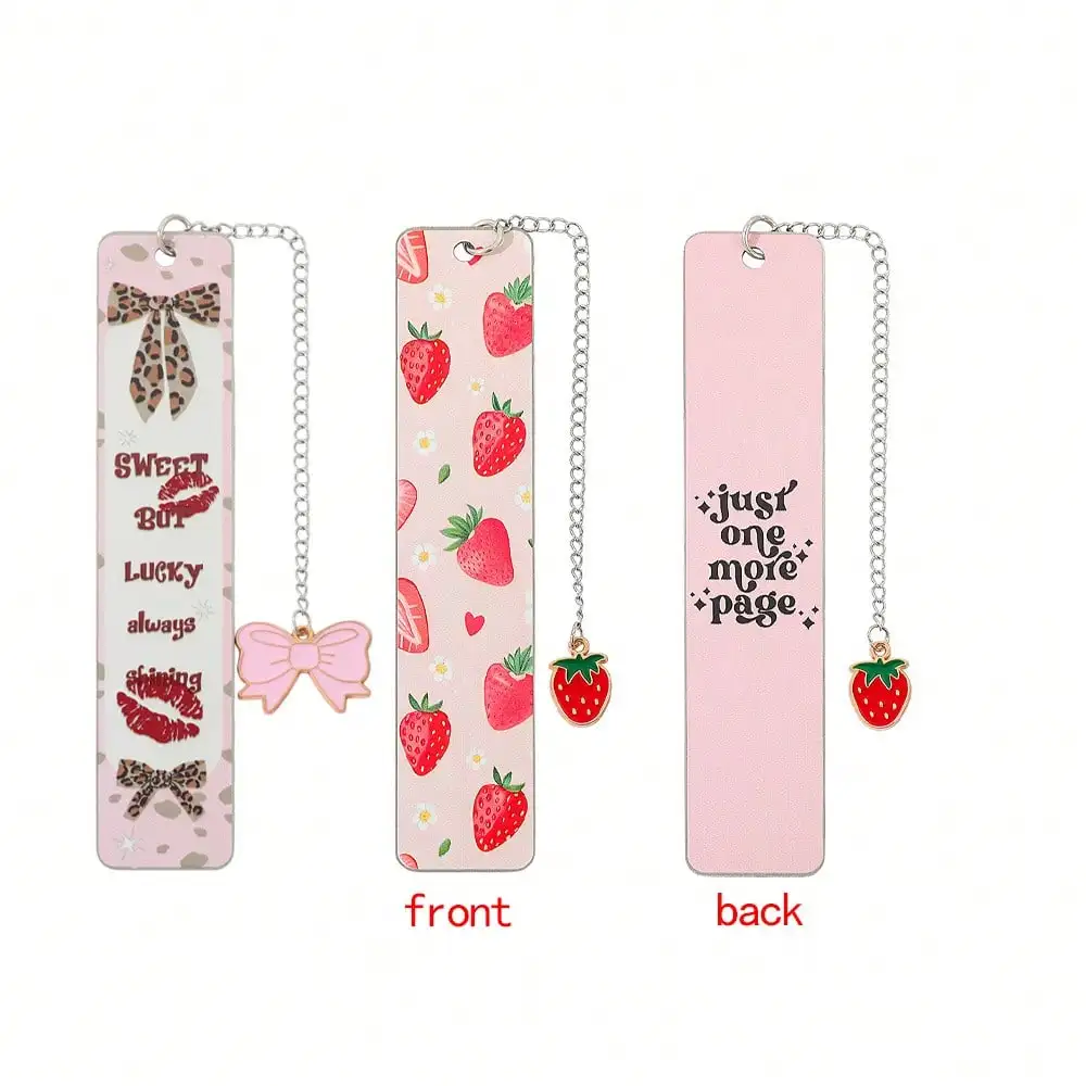Romantic And Cute Bow And Strawberry Themed Double-Sided Female Stainless Steel Metal Bookmark, Beautiful Women's Bookmark, Red Strawberry And Pink Bow, Charming Romantic Book Accessory Gift, Suitable For Female Reading Enthusiasts.
Romantic And Cute Bow And Strawberry Themed Double-Sided Female Stainless Steel Metal Bookmark, Beautiful Women's Bookmark, Red Strawberry And Pink Bow, Charming Romantic Book Accessory Gift, Suitable For Female Reading Enthusiasts.