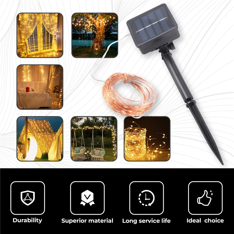 Solar String Lights, 10M 100LED Outdoor String Lights, Waterproof Decorative String Lights For Patio, Garden, Gate, Yard, Party,
Solar String Lights, 10M 100LED Outdoor String Lights, Waterproof Decorative String Lights For Patio, Garden, Gate, Yard, Party,