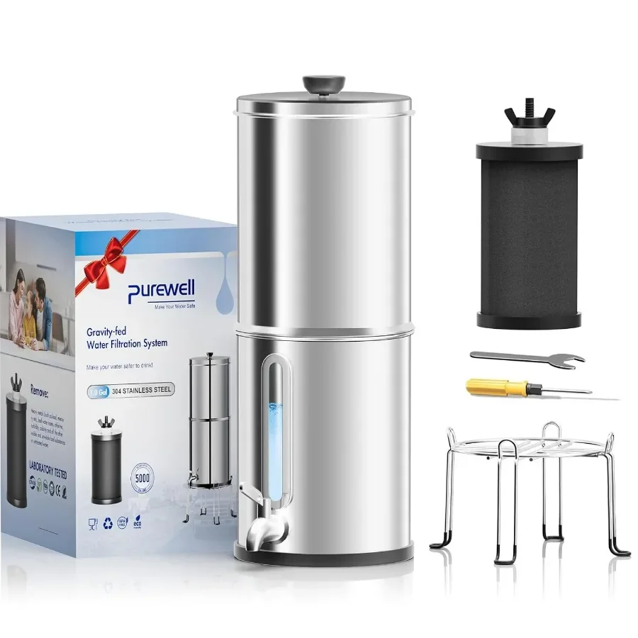 1.0 Gallon Portable Gravity Water Filter System 3-Stage 0.01m Ultra-Filtration Countertop with Water Level Window and Stand Red
1.0 Gallon Portable Gravity Water Filter System 3-Stage 0.01m Ultra-Filtration Countertop with Water Level Window and Stand Red