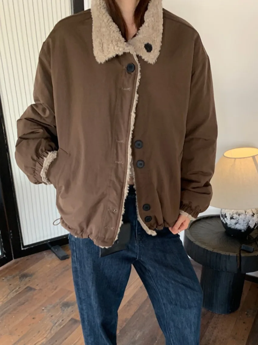 Хлопковая куртка на подкладке из овечьего меха, женская двусторонняя носимая одежда с воротником-стойкой, длинная теплая универсальная весна-осень-зима снаружи...
Хлопковая куртка на подкладке из овечьего меха, женская двусторонняя носимая одежда с воротником-стойкой, длинная теплая универсальная весна-осень-зима снаружи...