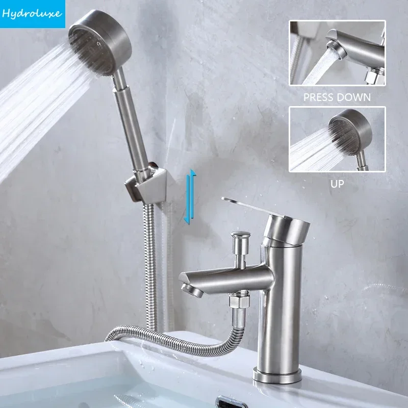Bathroom Basin Shower Faucets Stainless Steel 304 Deck Basin Mixer Sink Faucet with Sprayer Washbasin Tapware Hot Cold Water Tap
Bathroom Basin Shower Faucets Stainless Steel 304 Deck Basin Mixer Sink Faucet with Sprayer Washbasin Tapware Hot Cold Water Tap