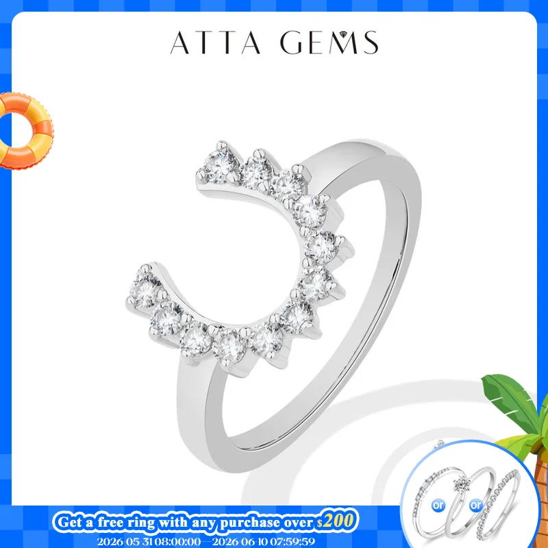 ATTAGEMS s925 Sterling Silver U-shaped Moissanite Ring D VVS1 Round Cut Horseshoe Design Rings For Women Engagement Party Gifts
ATTAGEMS s925 Sterling Silver U-shaped Moissanite Ring D VVS1 Round Cut Horseshoe Design Rings For Women Engagement Party Gifts